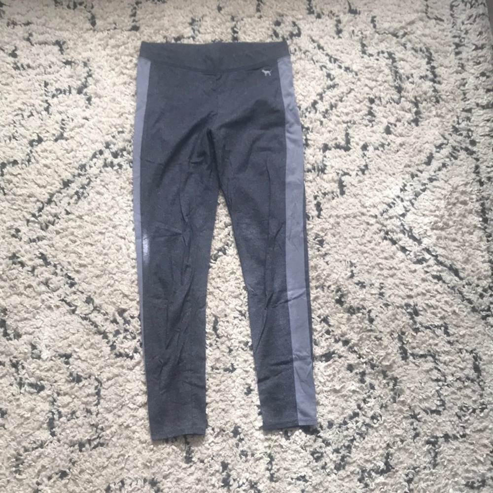Heather gray striped Pink leggings